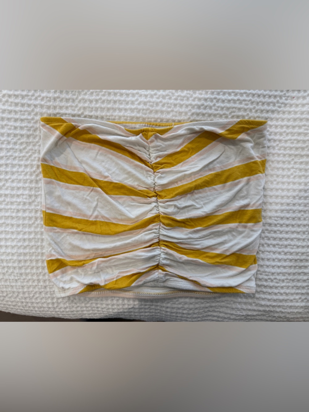 Billabong Striped Yellow and White Fitted Tube Top